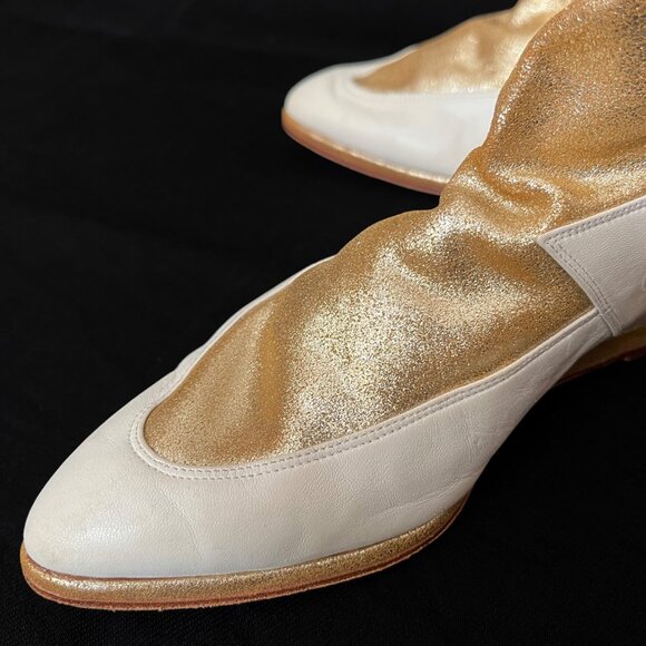 MAUD FRIZON VINTAGE GOLD & CREAM LEATHER DEMI BOOT - Picture 9 of 16